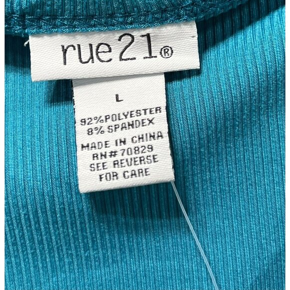 Rue 21 - Women's Casual Long Sleeve Button Down T-Shirt - Blue - Large - Picture 9 of 10